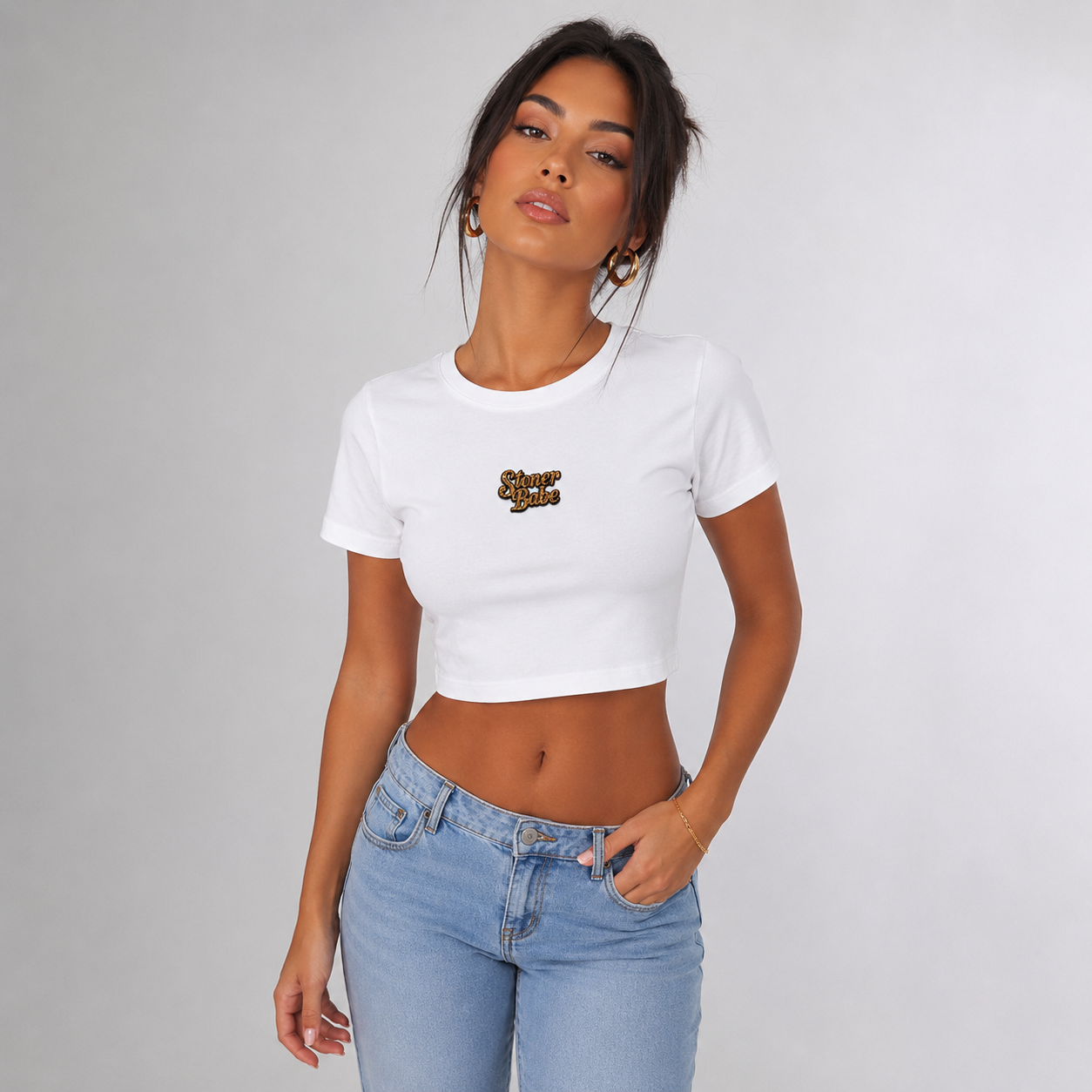 STONER BABE – Leo Print Cropped Tee