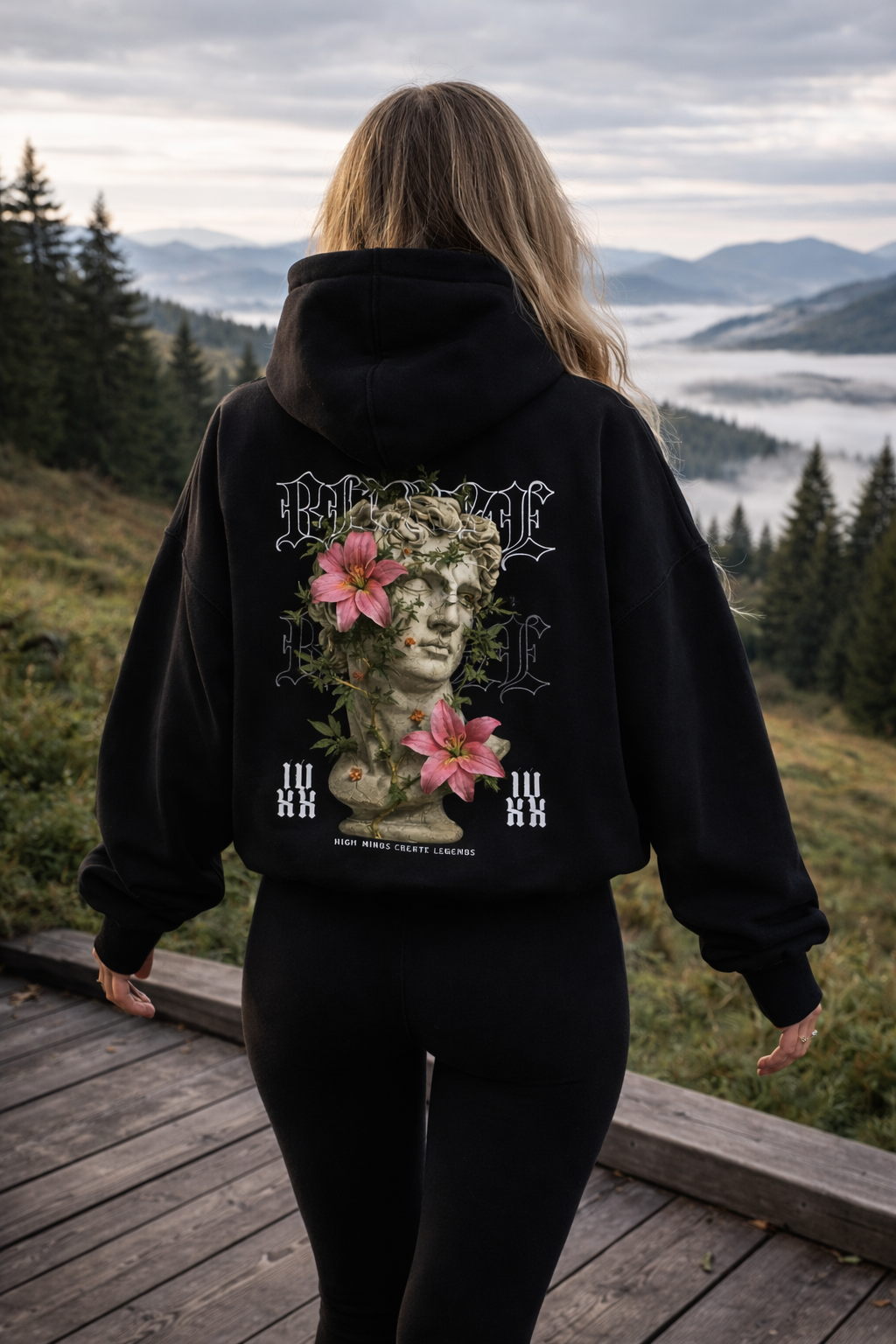 BLAZE Rosa Blume Hoodie – Cannabis Oversize Hoodie