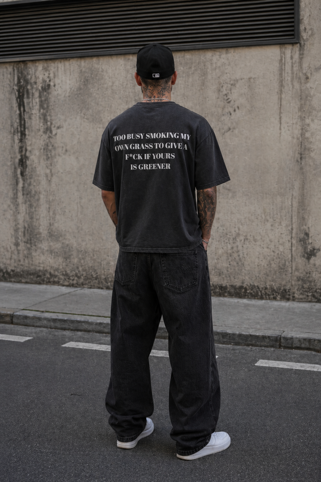 TOO BUSY SMOKING MY  OWN GRASS TO GIVE A  F*CK IF YOURS  IS GREENER - Oversized Shirt