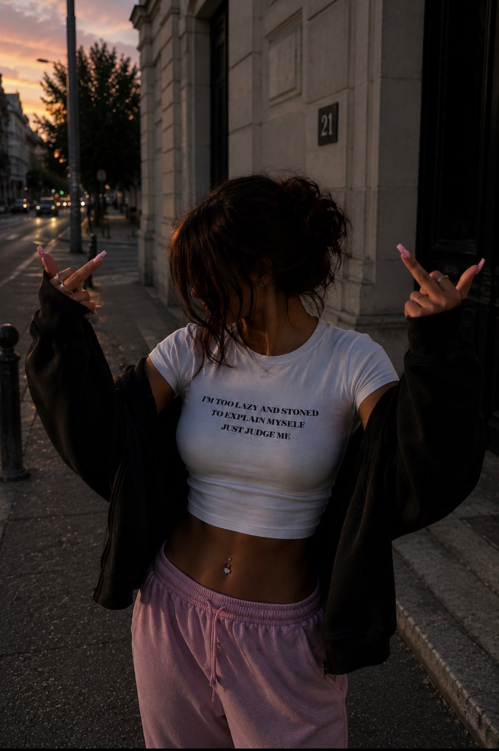 I'M TOO LAZY AND STONED TO EXPLAIN MYSELF — JUST JUDGE ME Cropped Tee