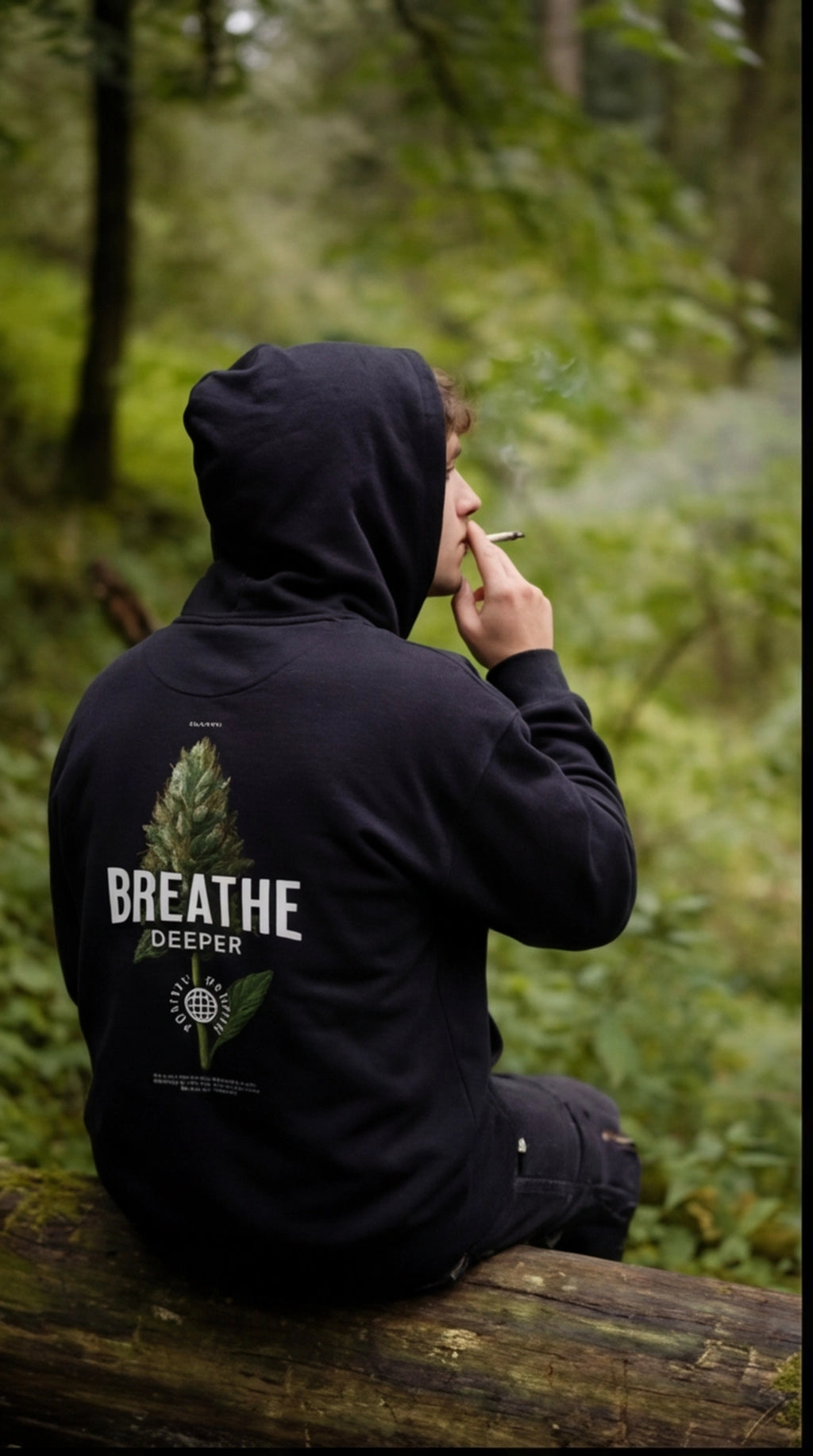 Breathe Deeper Grün Bud Hoodie – Cannabis Oversize Hoodie