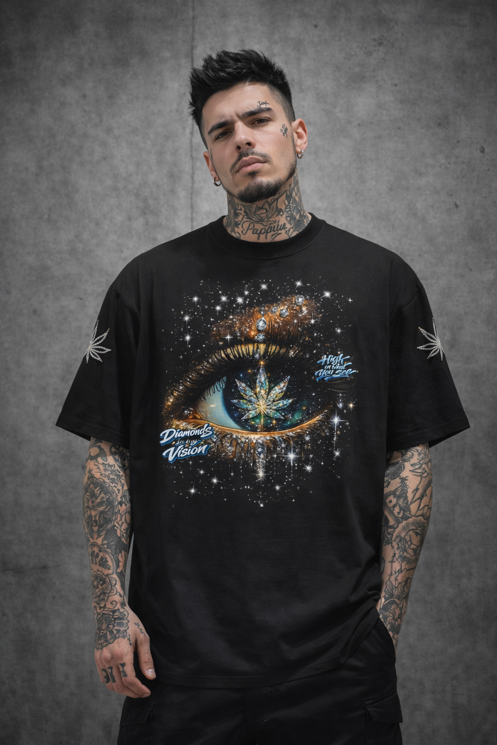 DIAMONDS IN MY VISION – Oversized Stoner T-Shirt Printify
