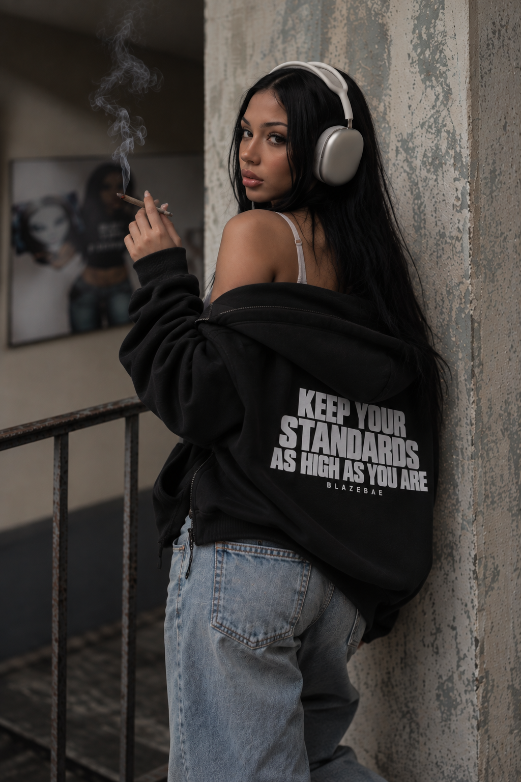 KEEP YOUR STANDARDS AS HIGH AS YOU ARE Oversized Zipper Hoodie