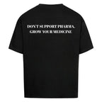 Detailaufnahme Oversize Weed T-Shirt, hochwertiger Stoff und Streetwear Schnitt für Stoner Lifestyle Image for color: schwarz