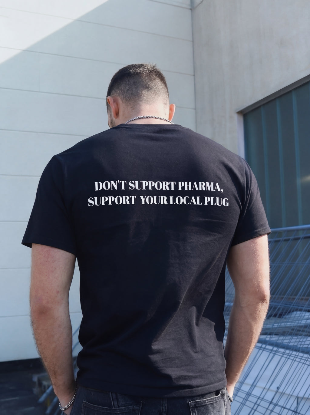 DONT SUPPORT PHARMA SUPPORT YOUR LOCAL PLUG-  Regular Fit T-Shirt