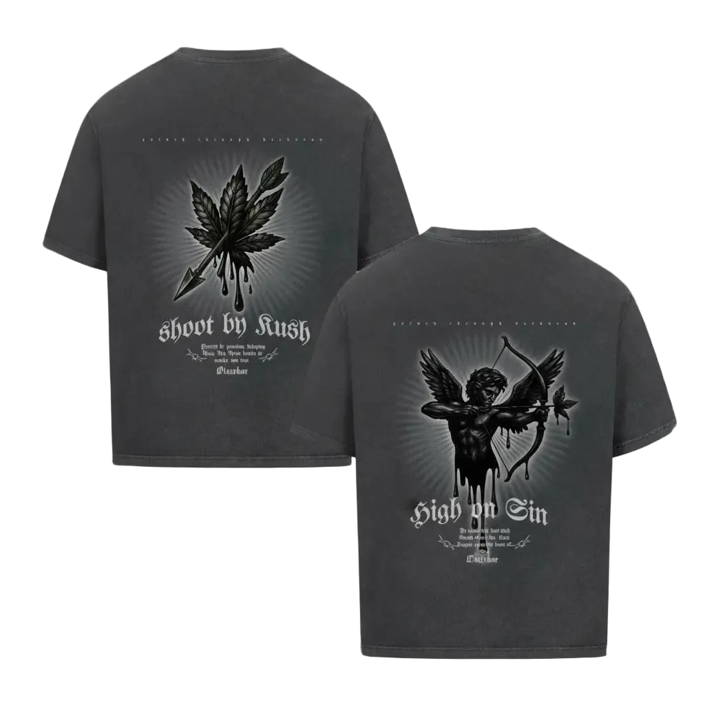 HIGH ON SIN × SHOOT BY KUSH – Dark Love Couple Drop (Washed Black) - BlazeBae